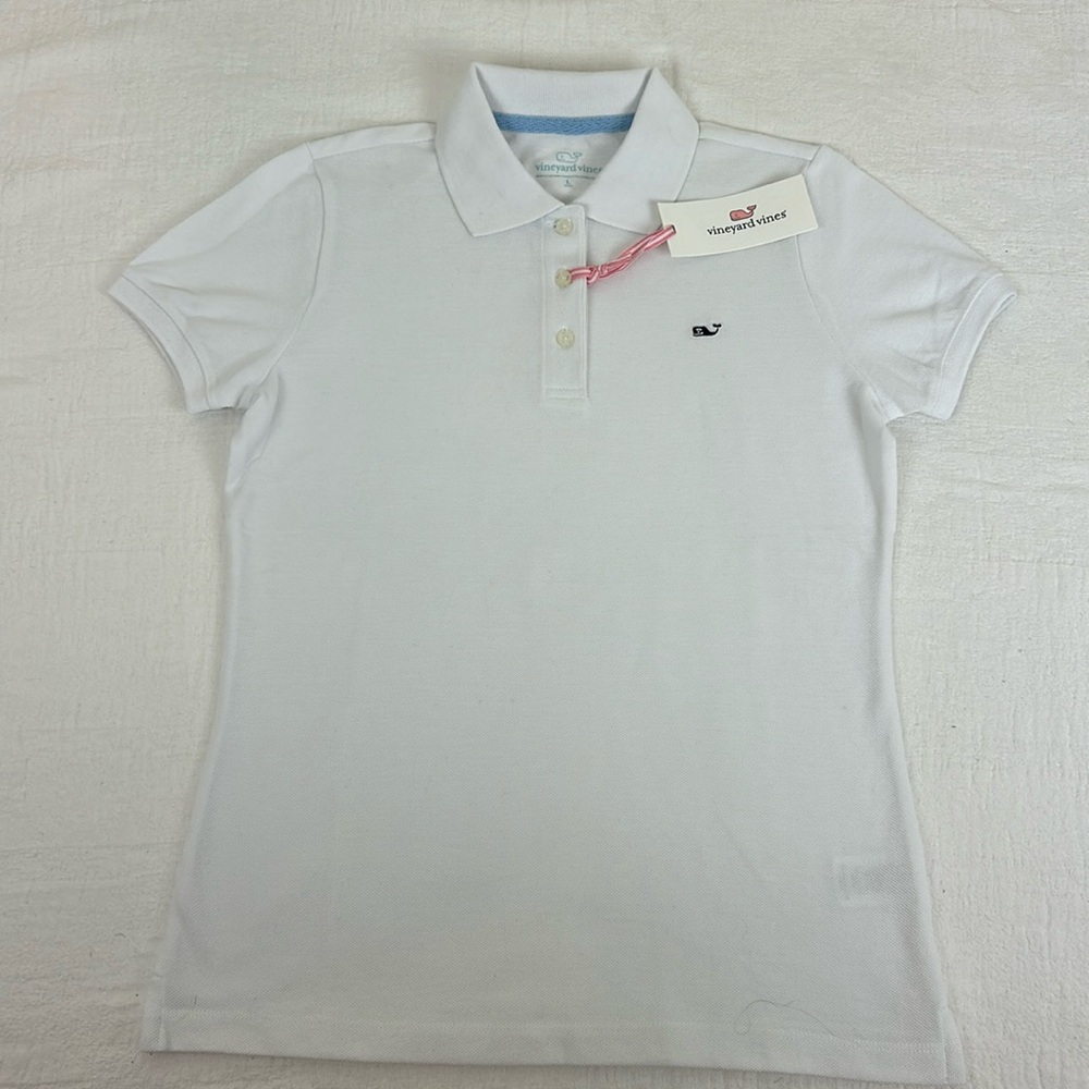 NWT vineyard vines girls white pique polo size L (14)